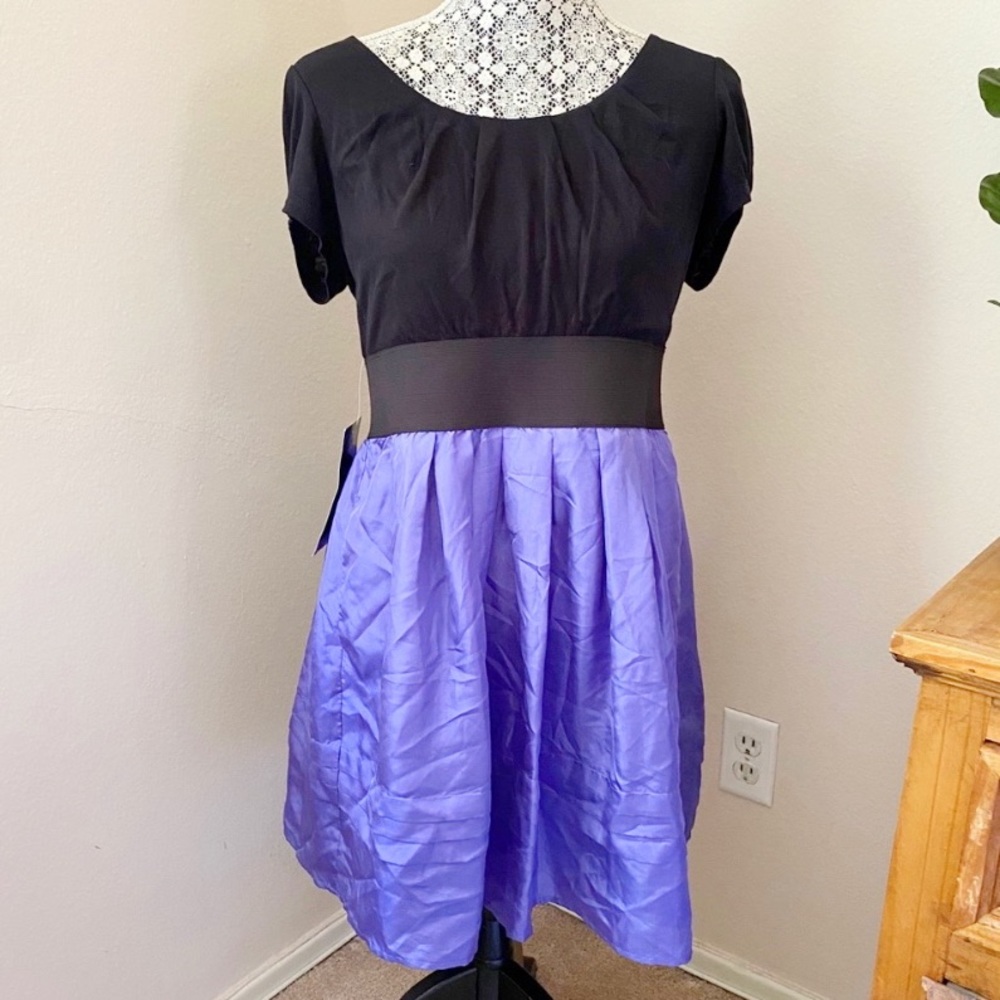 NWT Bebe Gwenn Dress Purple and Black